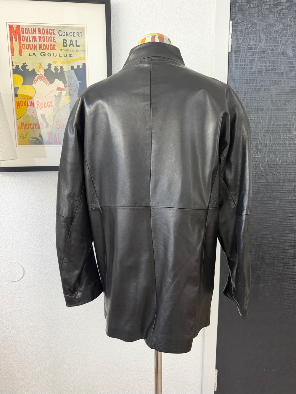 Vintage Ellen Tracey Genuine Leather Unique High Neck Leather Jacket - Picture 5 of 7